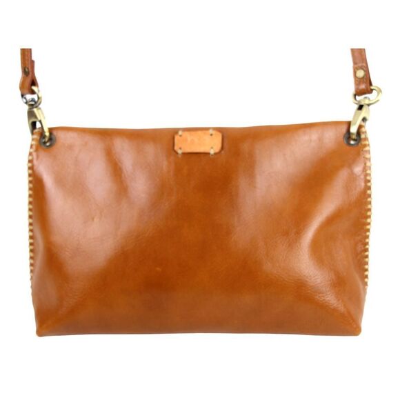 Fredd + Basha TAN BROWN GENUINE LEATHER FLAP SHOULDER BAG HANDBAG X-BODY PURSE - Picture 5 of 16